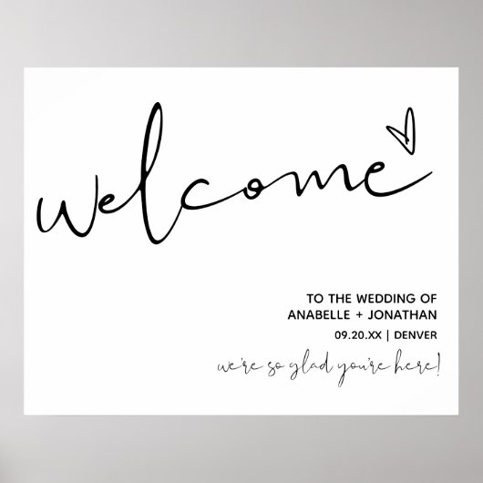 Minimalistisch welkomstteken voor bruiloft poster (Voorkant)