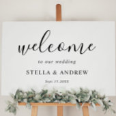 Minimalistisch welkomstteken voor zwart en wit huw poster