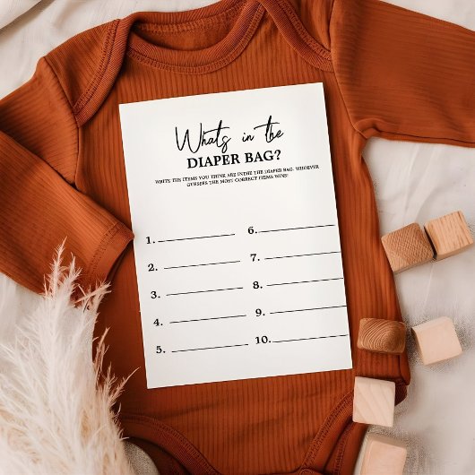 Minimalistisch whatin the bag Baby showr spel Kaar Kaart