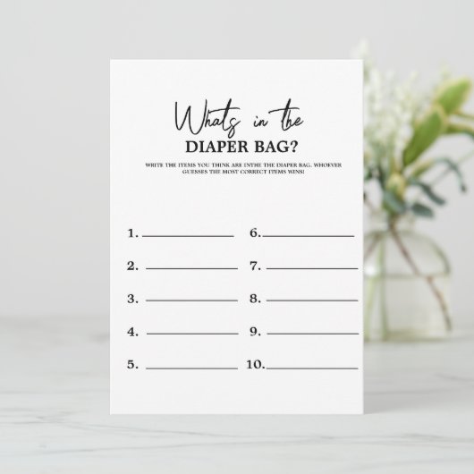 Minimalistisch whatin the bag Baby showr spel Kaar Kaart (Staand voorkant)