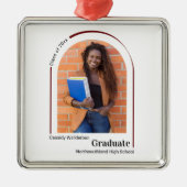 Minimalistisch White Burgundy Photo Afstuderen Metalen Ornament (Voorkant)