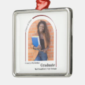 Minimalistisch White Burgundy Photo Afstuderen Metalen Ornament (Links)