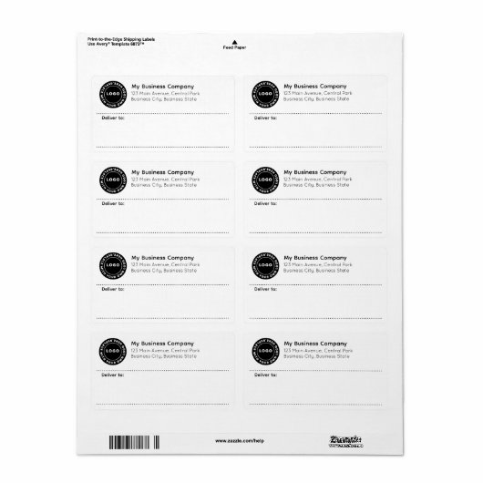 Minimalistisch White Business-verzendlabel Etiket (Full Sheet)