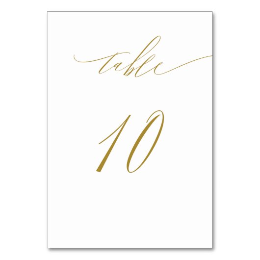Minimalistisch White Gold Elegant Script 10 Weddin Kaart (Voorkant)