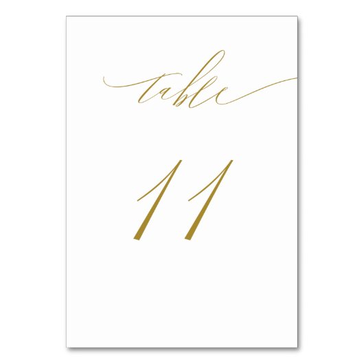 Minimalistisch White Gold Elegant Script 11 Weddin Kaart (Voorkant)
