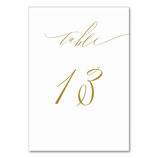 Minimalistisch White Gold Elegant Script 13 Weddin Kaart (Voorkant)