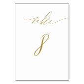 Minimalistisch White Gold Elegant Script No 8 Wedd Kaart (Voorkant)