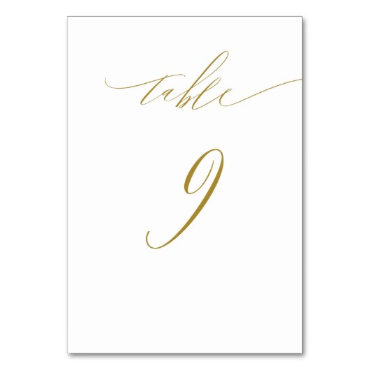 Minimalistisch White Gold Elegant Script No. 9 Wed Kaart (Achterkant)