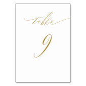 Minimalistisch White Gold Elegant Script No. 9 Wed Kaart (Voorkant)