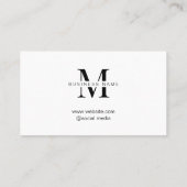 Minimalistisch White Initiaal Script Klantenkaartje (Achterkant)