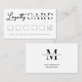Minimalistisch White Initiaal Script Klantenkaartje (Voorkant / Achterkant)