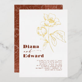 Minimalistisch White Terracotta Boho Wedding Folie Uitnodiging