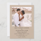 Minimalistisch White Wedding Terracotta Vier Foto Kaart (Achterkant)