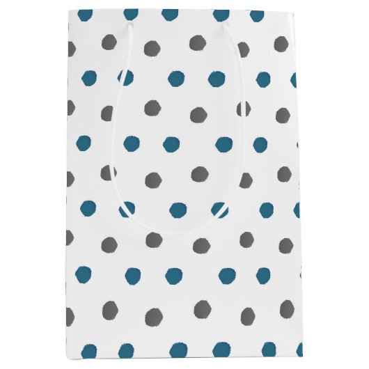 Minimalistisch whitepatroon, blauw en grijs Stip Medium Cadeauzakje (Voorkant)