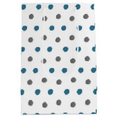 Minimalistisch whitepatroon, blauw en grijs Stip Medium Cadeauzakje (Achterkant)