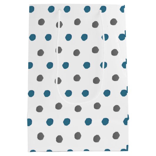 Minimalistisch whitepatroon, blauw en grijs Stip Medium Cadeauzakje (Achterkant)