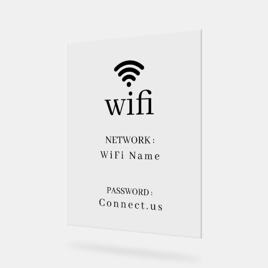 Minimalistisch Wi-Fi-netwerk Wachtwoorddisplaybord Acryl Bord (Hoek)