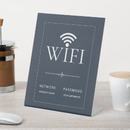 Minimalistisch Wifi Netwerk Wachtwoord Bord Donker Reclamebord Met Voetstuk