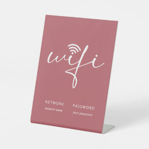 Minimalistisch WiFi-script netwerk wachtwoord stof Reclamebord Met Voetstuk