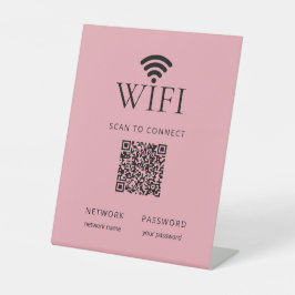 Minimalistisch WiFi-wachtwoord Bureautelefoon QR-c Reclamebord Met Voetstuk