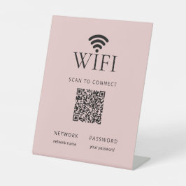 Minimalistisch WiFi-wachtwoordbord met QR-code roz Reclamebord Met Voetstuk
