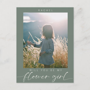 Minimalistisch Wil je mijn bloemenmeisje zijn Foto Briefkaart