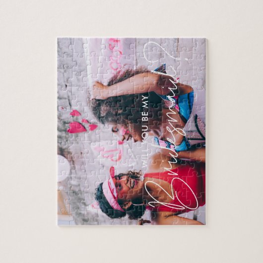 Minimalistisch Wil je mijn bruidmaidfoto zijn Legpuzzel (Verticaal)