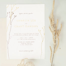Minimalistisch Wild Grass Wedding Folie Uitnodiging