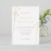 Minimalistisch Wild Grass Wedding Folie Uitnodiging (Staand Voorkant)
