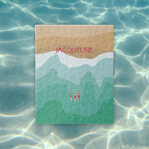 Minimalistisch wild zwemmen in de oceaan legpuzzel