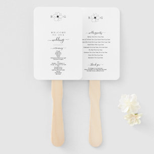 Minimalistisch Wildbloem Handgetekend Monogram Huw Handwaaier
