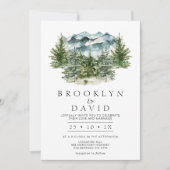 Minimalistisch Wildern Forest Mountain Wedding Kaart (Voorkant)