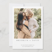 Minimalistisch Wildern Forest Mountain Wedding Kaart (Achterkant)