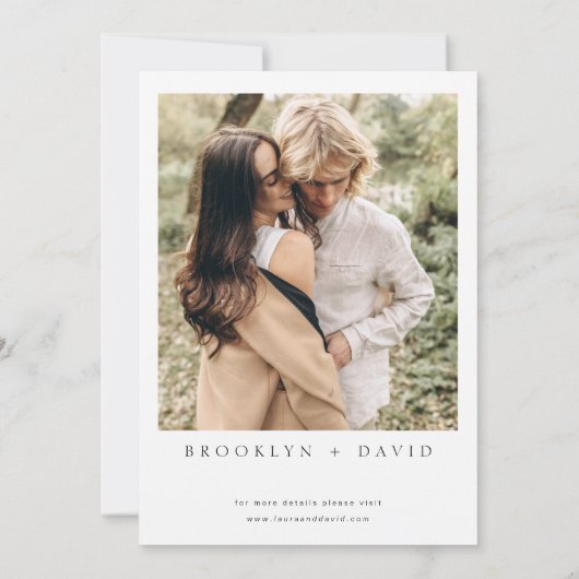 Minimalistisch Wildern Forest Mountain Wedding Kaart (Achterkant)