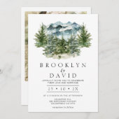 Minimalistisch Wildern Forest Mountain Wedding Kaart (Voorkant / Achterkant)