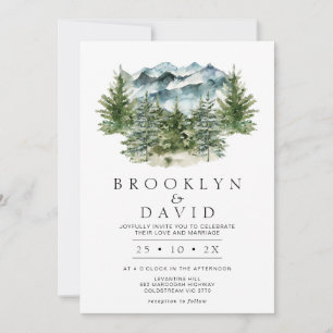 Minimalistisch Wildern Forest Mountain Wedding Kaart