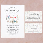 Minimalistisch Wildflower Baby shower Boek voor Ba Informatiekaartje