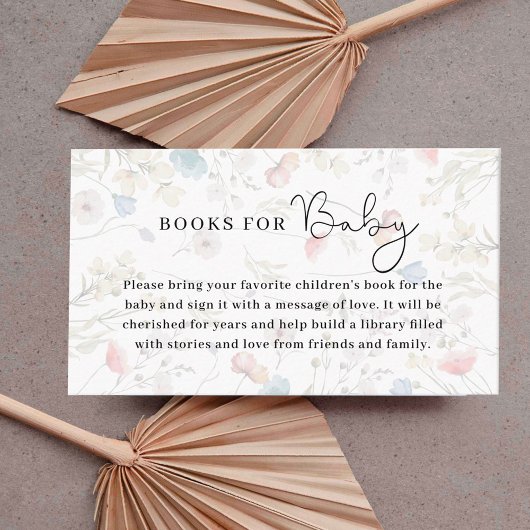 Minimalistisch Wildflower Baby shower Boek voor Ba Informatiekaartje