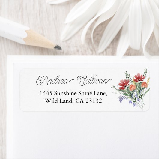 Minimalistisch Wildflower Donkerroze retouradres Etiket (Insitu)