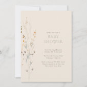 Minimalistisch Wildflower Genderneutraal Baby show Kaart (Voorkant)