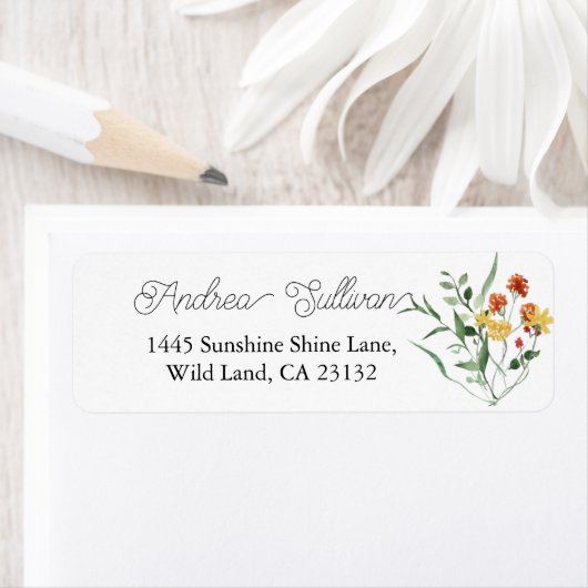 Minimalistisch Wildflower Groen retouradres label (Insitu)