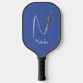 Minimalistisch wildflower monogram blauw pickleball paddle (Voorkant)
