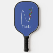 Minimalistisch wildflower monogram blauw pickleball paddle (Achterkant)