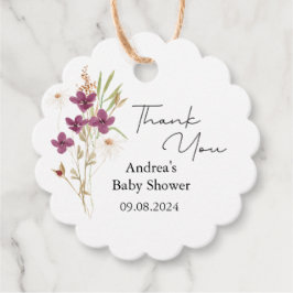 Minimalistisch Wildflower Paarse Baby shower Bedankjes Labels