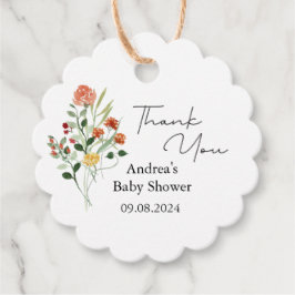 Minimalistisch Wildflower Perzik Baby shower Bedankjes Labels