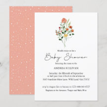 Minimalistisch Wildflower Perzik Baby shower