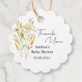 Minimalistisch Wildflower Sinaasappel Baby shower Bedankjes Labels
