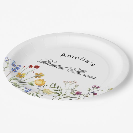 Minimalistisch Wildflower Vrijgezellenfeest Papieren Bordje (Gekanteld)