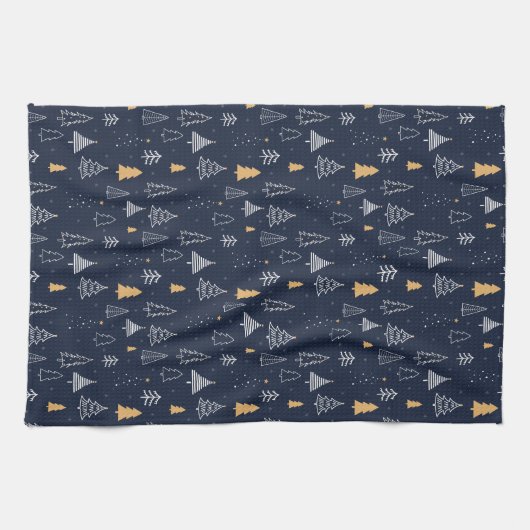 Minimalistisch winter kerstboom patroon theedoek (Horizontaal)