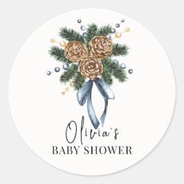 Minimalistisch Winter Kerstkrans Baby shower Ronde Sticker